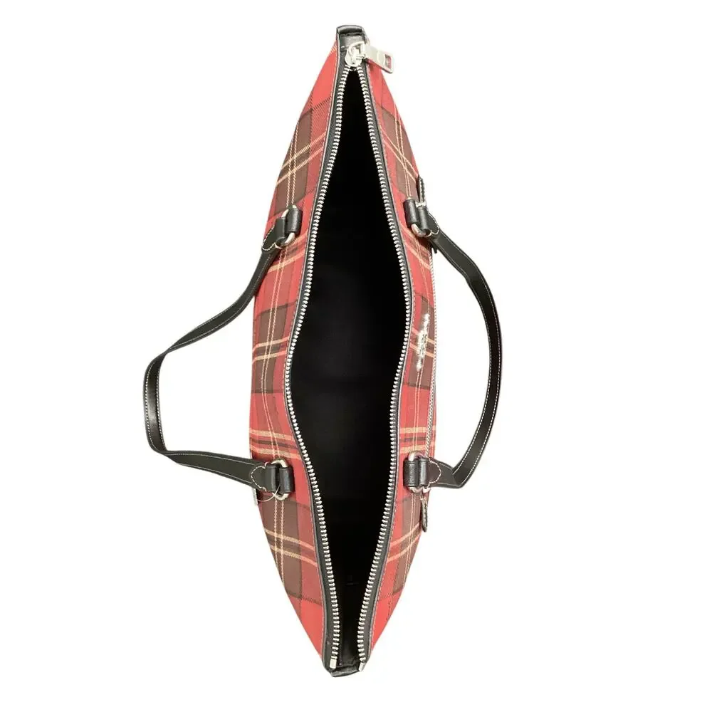 NWT Coach Purse Women One Size CC939 Plaid Gallery Tote With Tartan Plaid Red